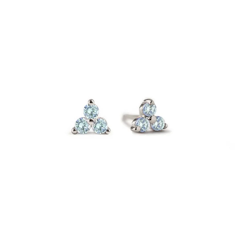 Gemstone Clover Studs Aquamarine