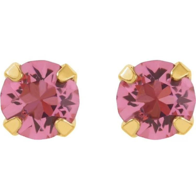 24K Gold-Plated Stainless Steel Imitation Pink Tourmaline Inverness® Piercing Earrings