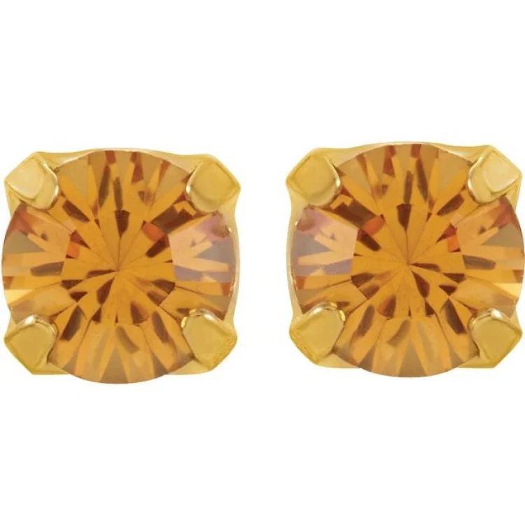 24K Gold-Plated Stainless Steel Imitation Citrine Inverness® Piercing Earrings