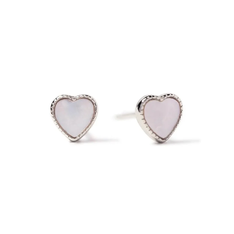 Mini Mother of Pearl Heart Studs