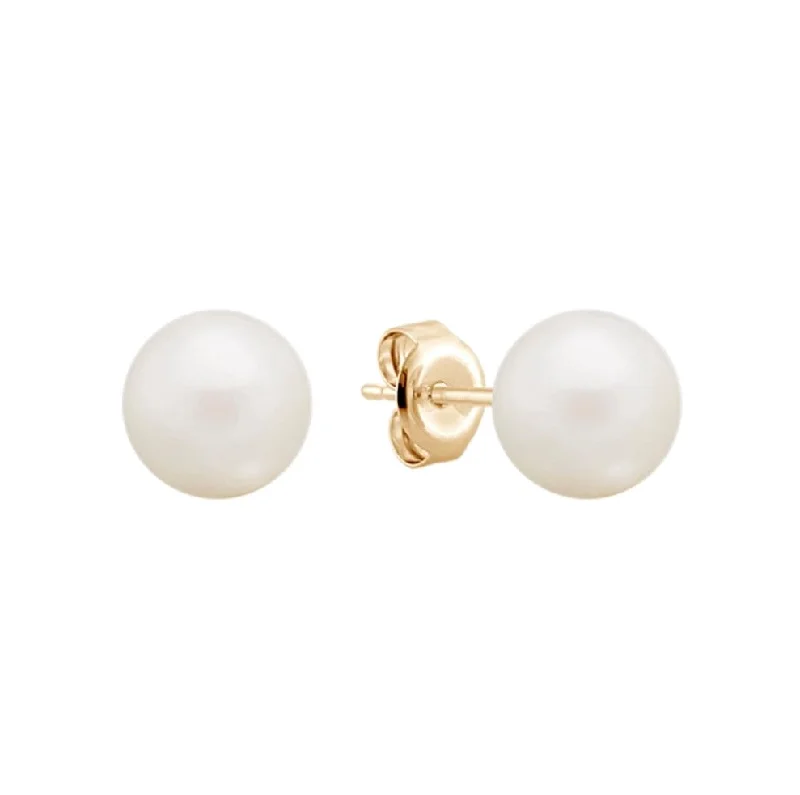 Yellow Gold 5 - 5.5 MM Pearl Stud Earrings