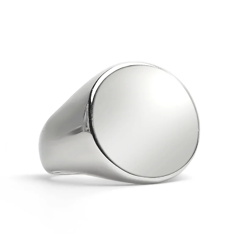 Stainless Steel Polished Round Blank Signet Ring / SCR3087