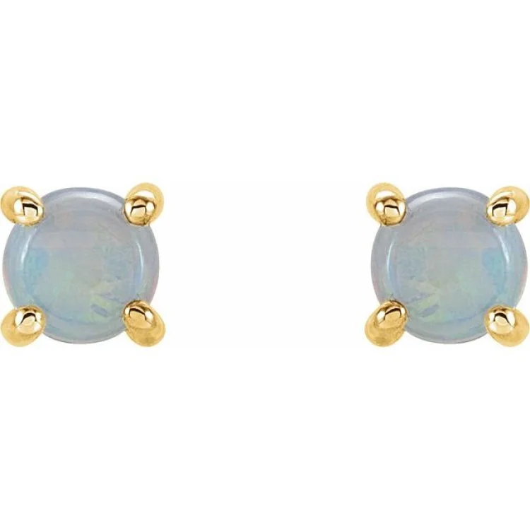 14K Yellow 5 mm Natural White Opal Earrings