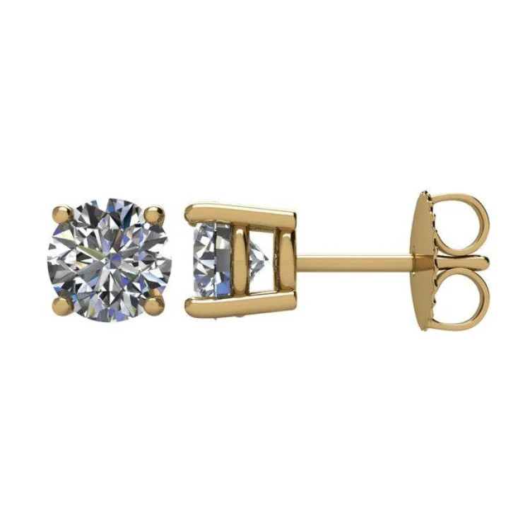 14K Yellow 1 1/2 CTW Natural Diamond Stud Earrings with Friction Post