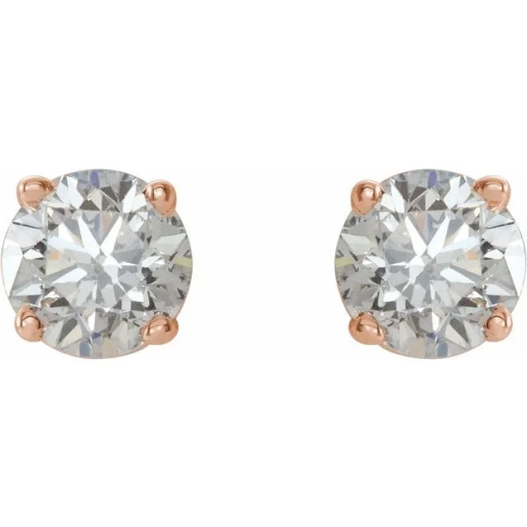 14K Rose 3/4 CTW Natural Diamond Stud Earrings with Friction Post