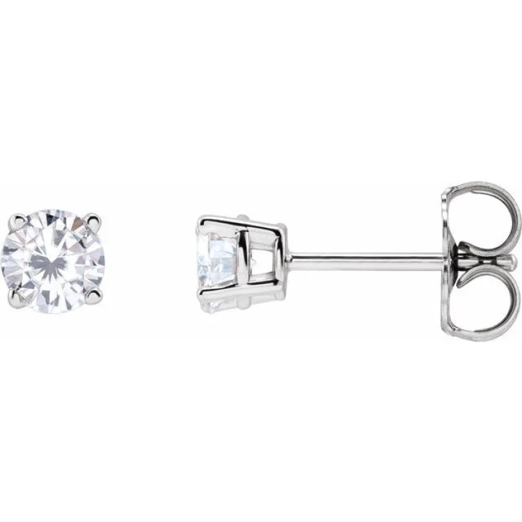 14K White 4 mm Stuller Lab-Grown Moissanite Stud Earrings with Friction Post