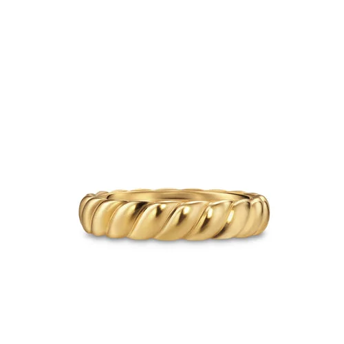 Sculpted Cable Band Ring in 18K Yellow Gold, 5mm, Size 10