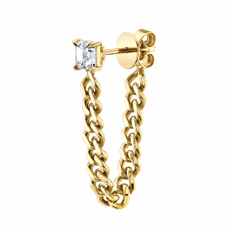 Anita Ko 18K Yellow Gold Single Cuban Link Loop Diamond Earring