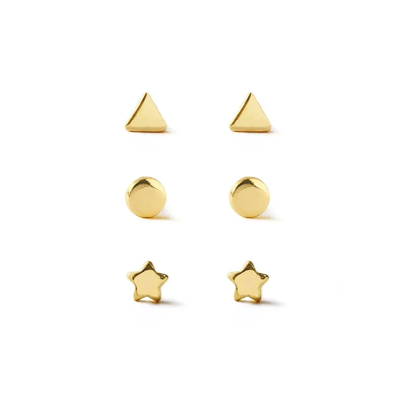 Tiny Star Circle Triangle Studs Set