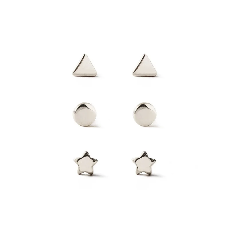 Tiny Star Circle Triangle Studs Set