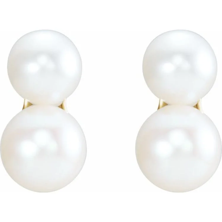 14K Yellow Freshwater Cultured Pearl Ear Climbers