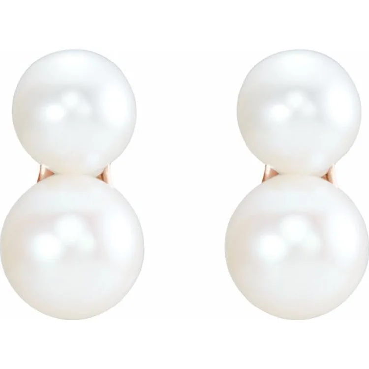 14K Rose Freshwater Cultured Pearl Ear Climbers