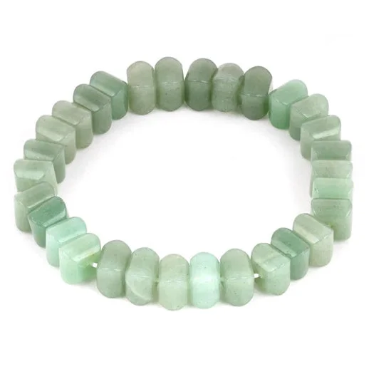 8mm Faceted Pumpkin Green Aventurine Gem Stone Bracelet