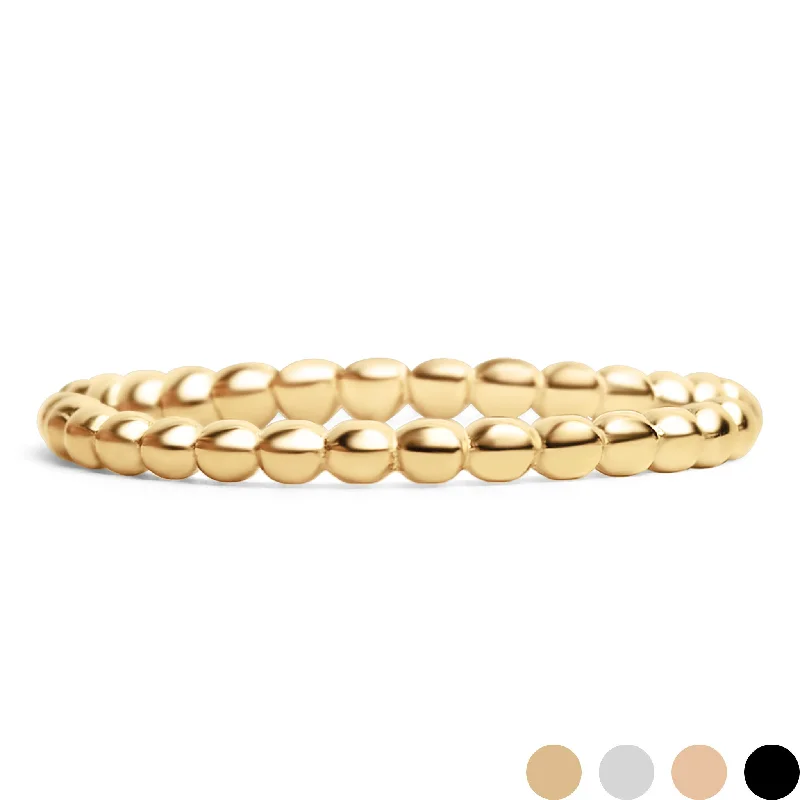 18K Gold PVD Stainless Steel Beaded Stacking Ring / CSR0004