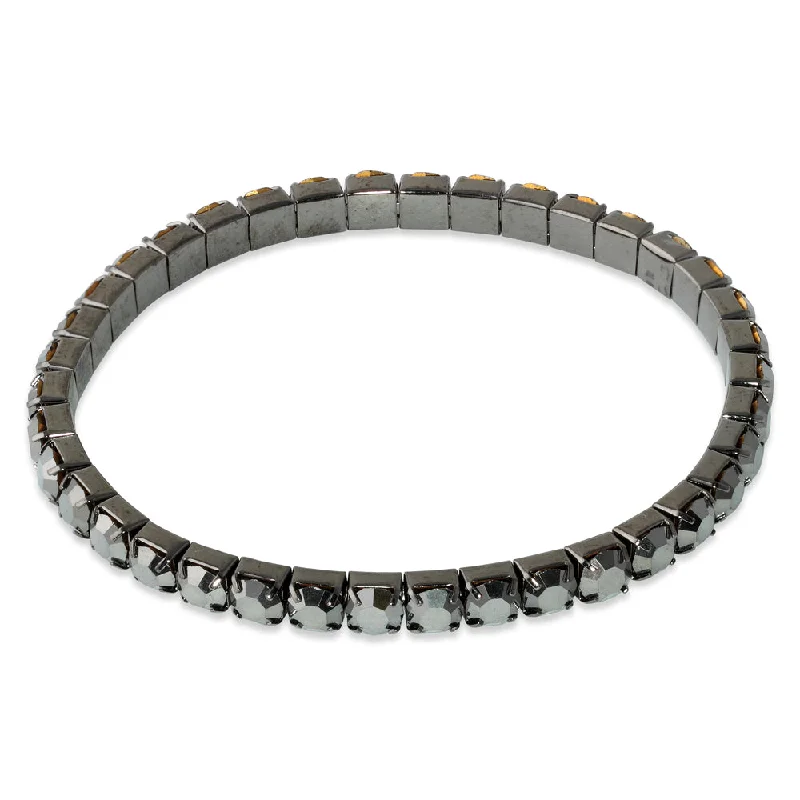 Hematite Glass Elastic Tennis Bracelet