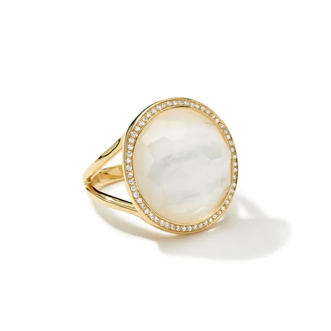 IPPOLITA Lollipop® 18K Yellow Gold Gemstone Ring with Diamonds in Mother-of-Pearl