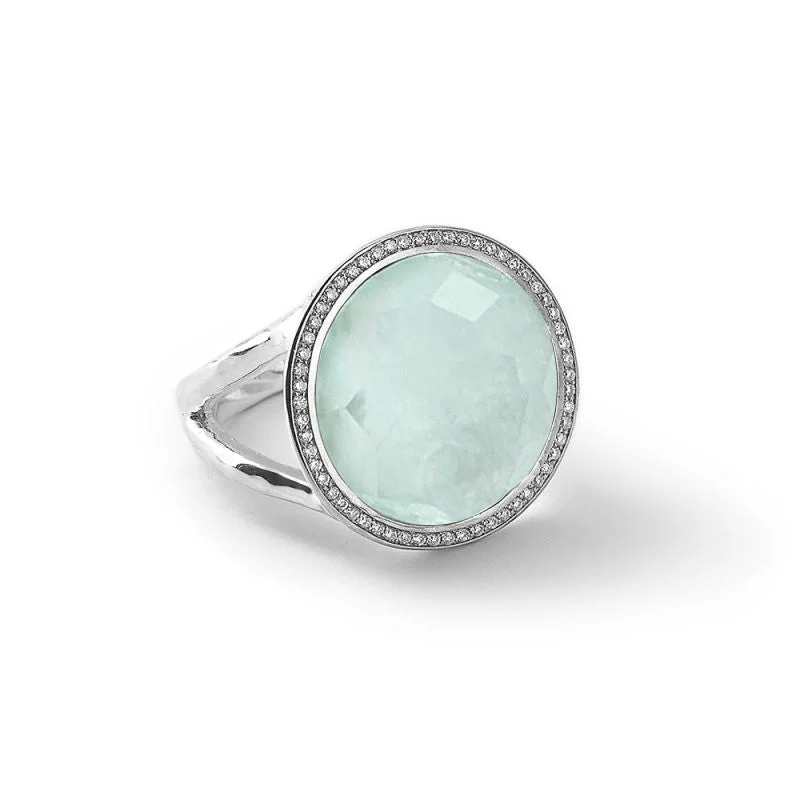 IPPOLITA Lollipop® Sterling Silver Ring with Diamonds in Clear Quartz, Mother-of-Pearl, and Amazonite