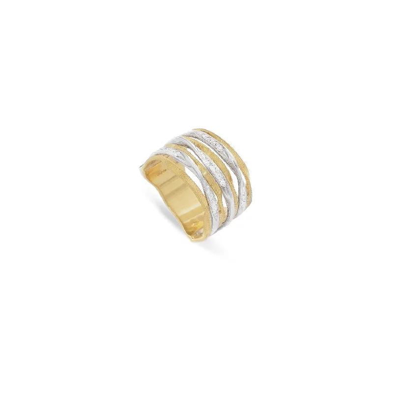 Marco Bicego Marrakech Onde 18K Yellow Gold and Diamond Seven Row Ring