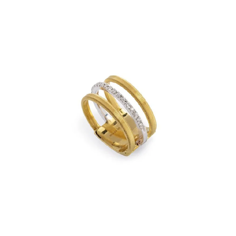 Marco Bicego Masai 18K Yellow Gold and 18K White Gold Diamond Three Strand Ring