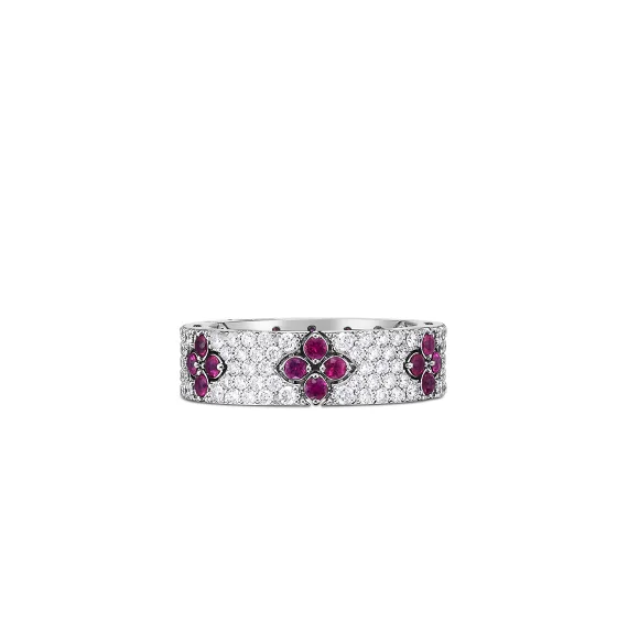 Roberto Coin Love in Verona 18K White Gold Diamond and Ruby Ring