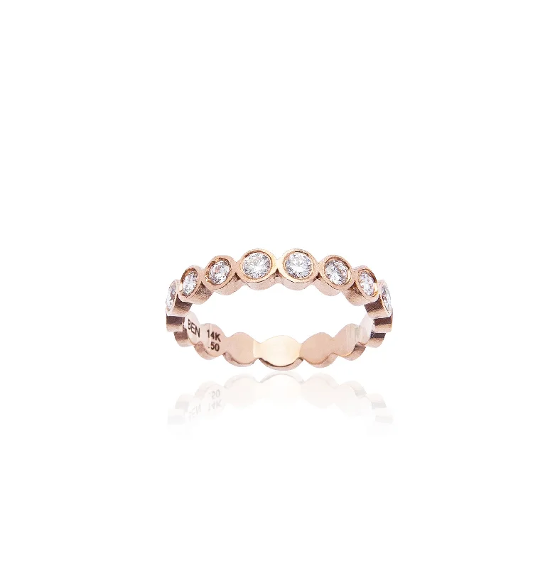 Sabel Collection Bezel Set Diamond Stacking Ring in 14K Rose Gold