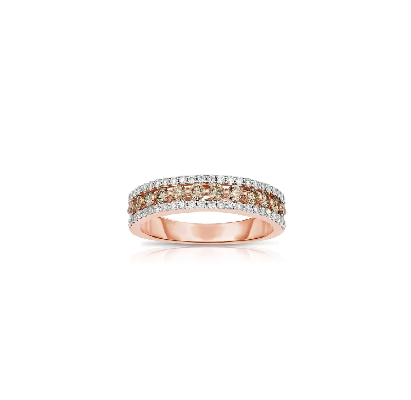 Sabel Collection 14K Rose Gold Mocha and White Diamond Band Ring