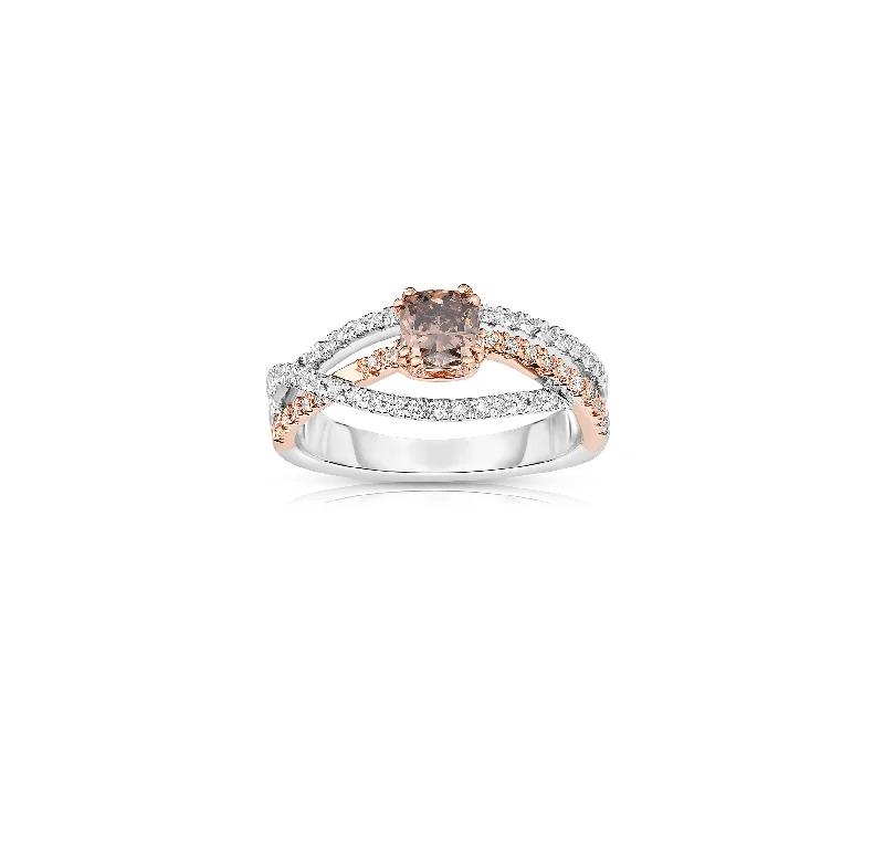 Sabel Collection 14K White and Rose Gold Fancy Color Diamond with White Diamond Shank Ring