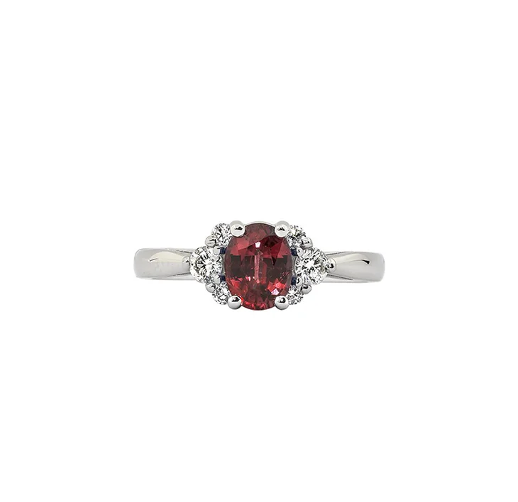 Sabel Collection 14K White Gold Oval Ruby and Diamond Cluster Ring