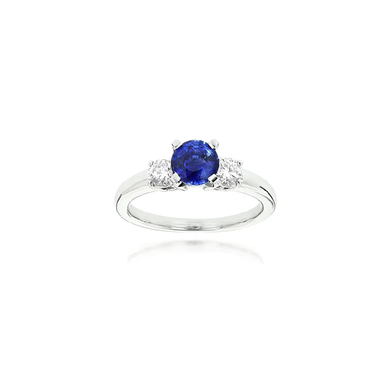 Sabel Collection 14K White Gold Sapphire and Diamond Three-Stone Ring