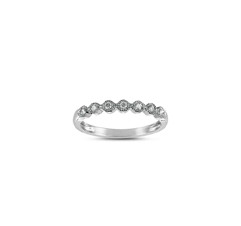 Sabel Collection 14K White Gold Textured Bezel Set Diamond Ring