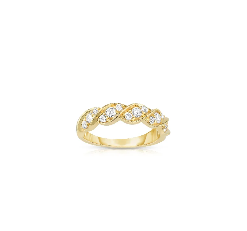 Sabel Collection 14K Yellow Gold Diamond Twist Design Ring