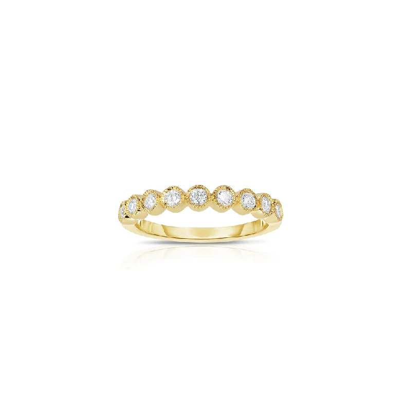 Sabel Collection 14K Yellow Gold Milgrain Bezel Diamond Ring