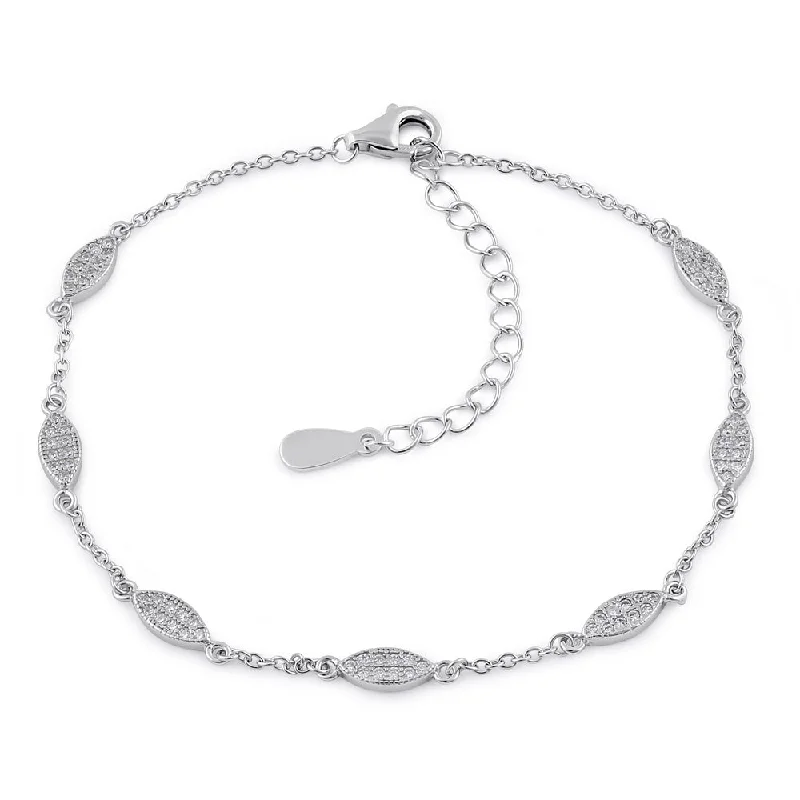 Sterling Silver Marquise CZ Bracelet