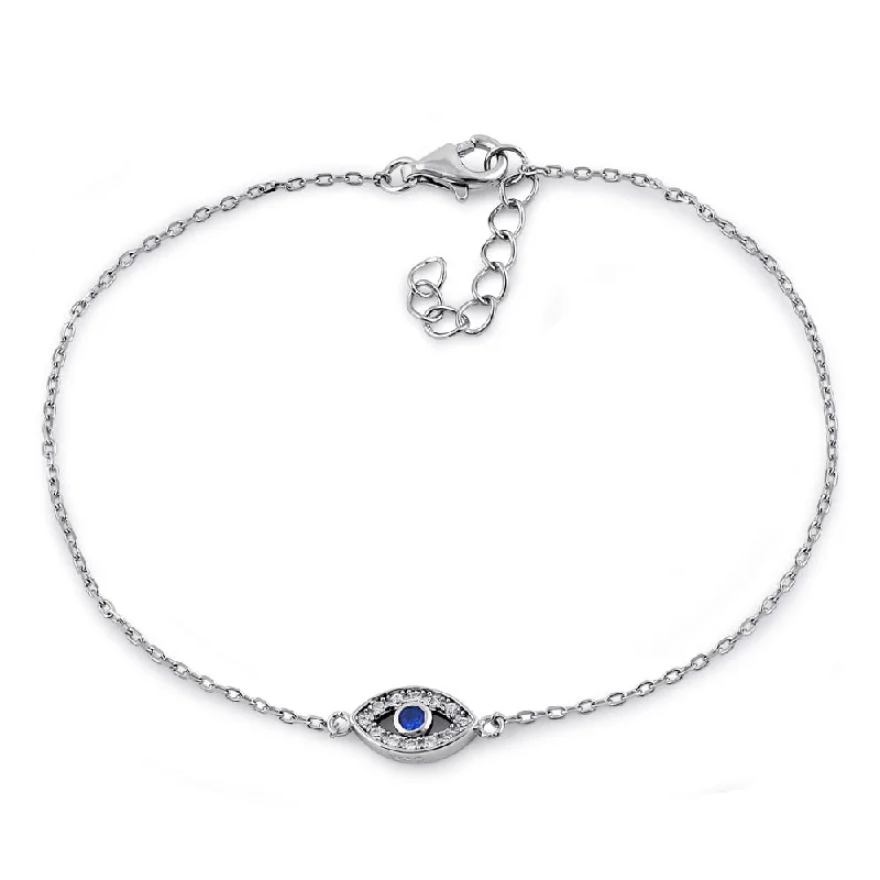 Sterling Silver Eye Blue Spinel CZ Bracelet