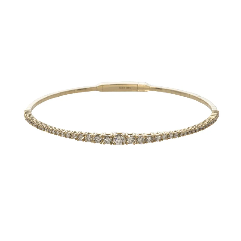 1.18ctw Graduated Diamond 14K Yellow Gold Flex Bangle