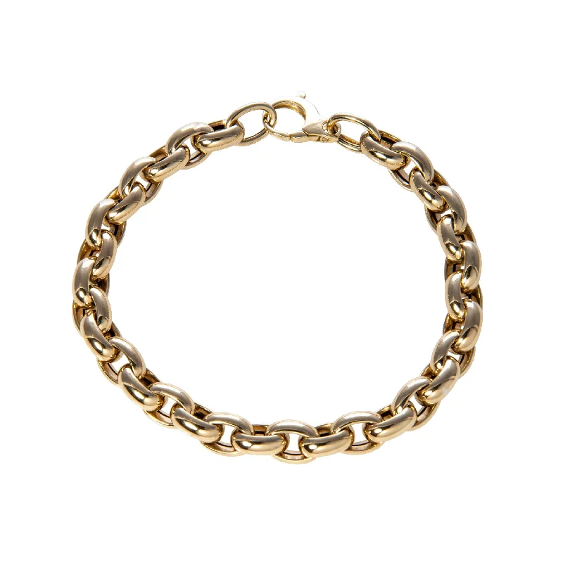 14K Yellow Gold Italian Small Chunky Oval Link Bracelet