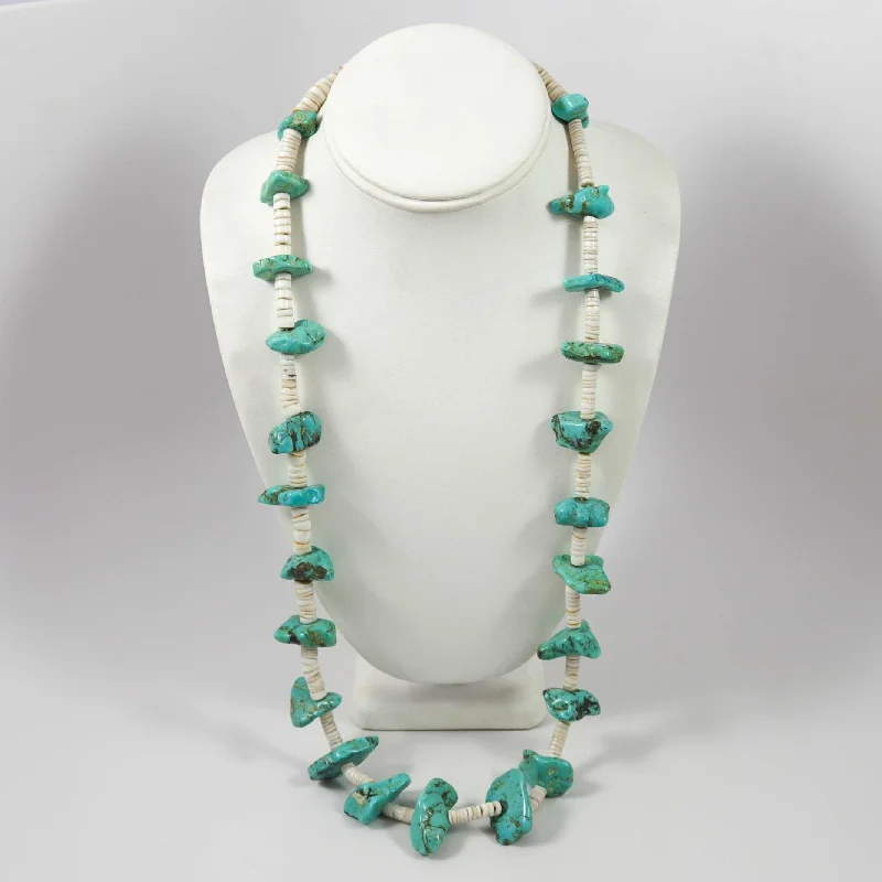 1940s Turquoise and Shell Necklace