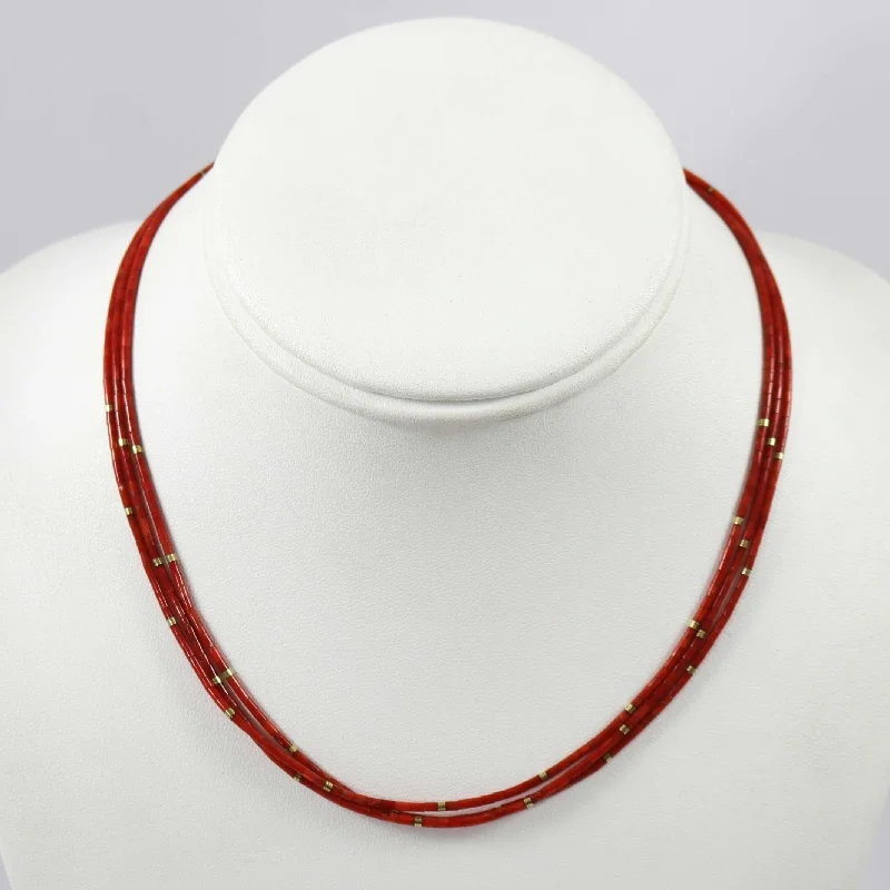 Coral Heishi Necklace