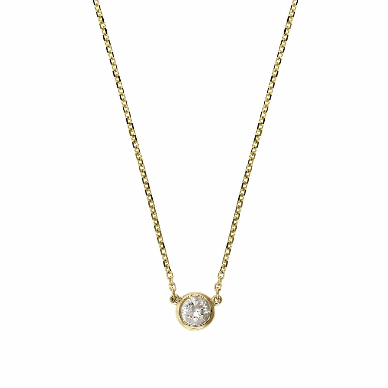 14K Yellow Gold Diamond Bezel Necklace