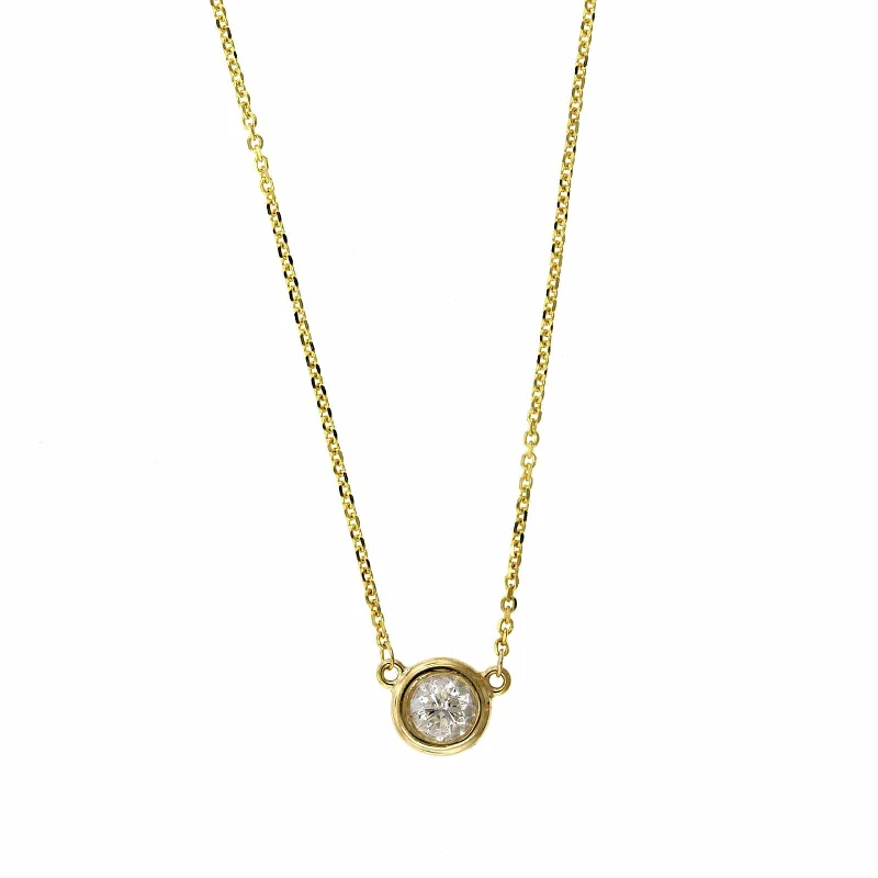 14K Yellow Gold Diamond Bezel Necklace