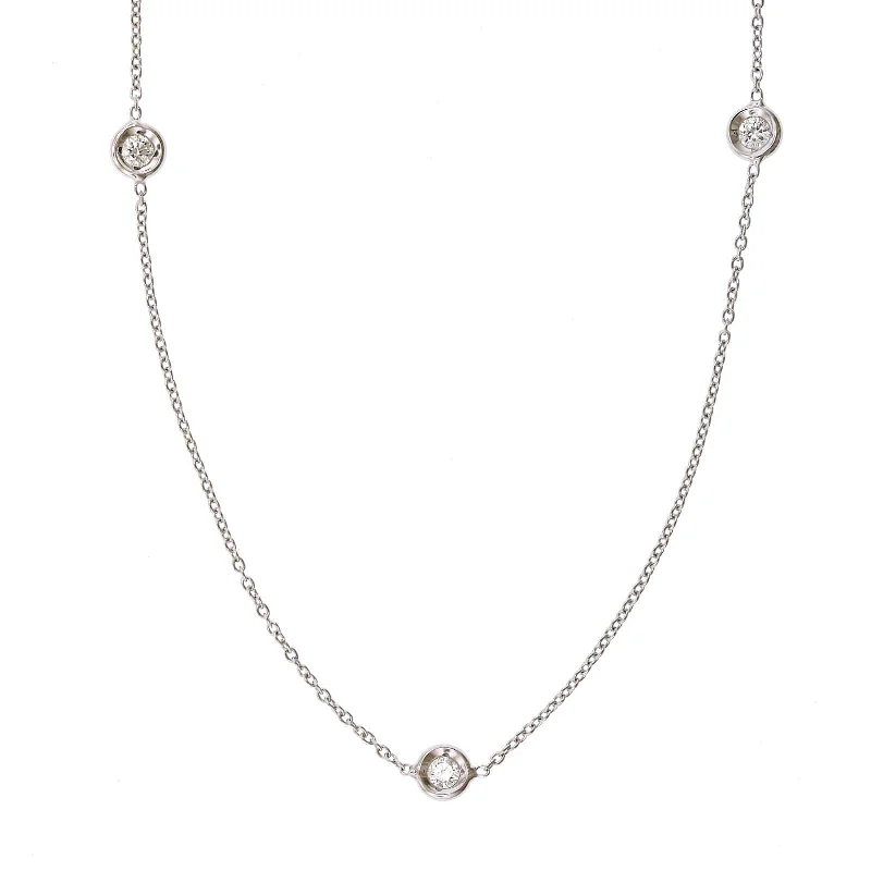 Roberto Coin 18K White Gold 7 Diamond Station Necklace