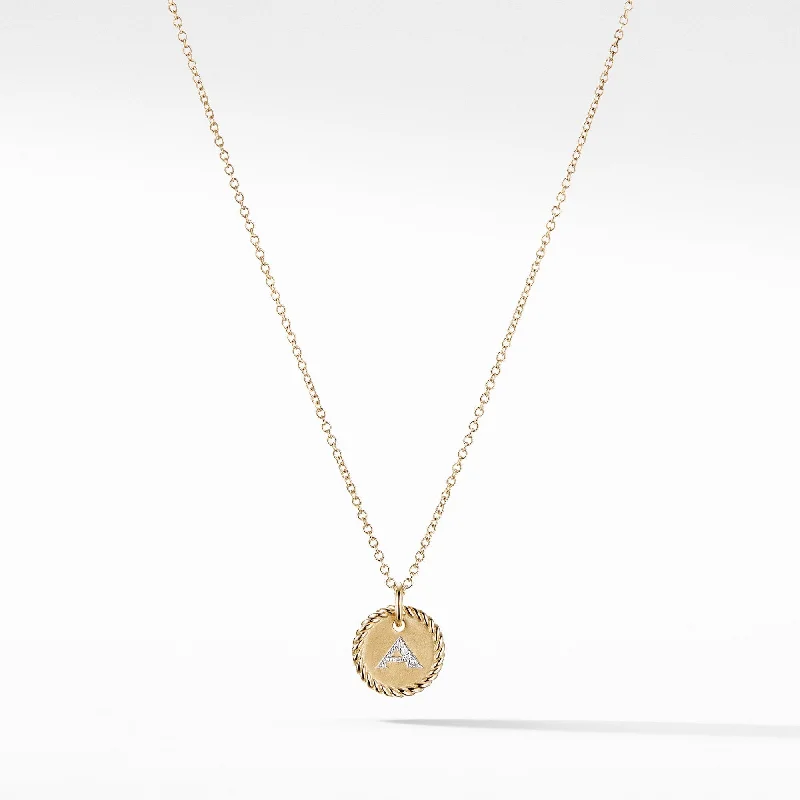 Initial Charm Necklace with Diamonds in 18K Gold