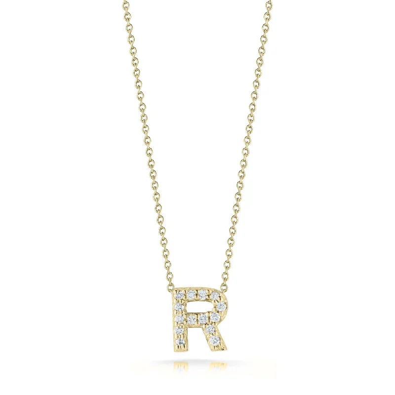 Roberto Coin 18K Yellow Gold Tiny Treasures Diamond Love Letter "R" Necklace