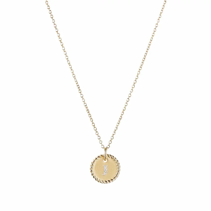 "J" Pendant with Diamonds in Gold on Chain