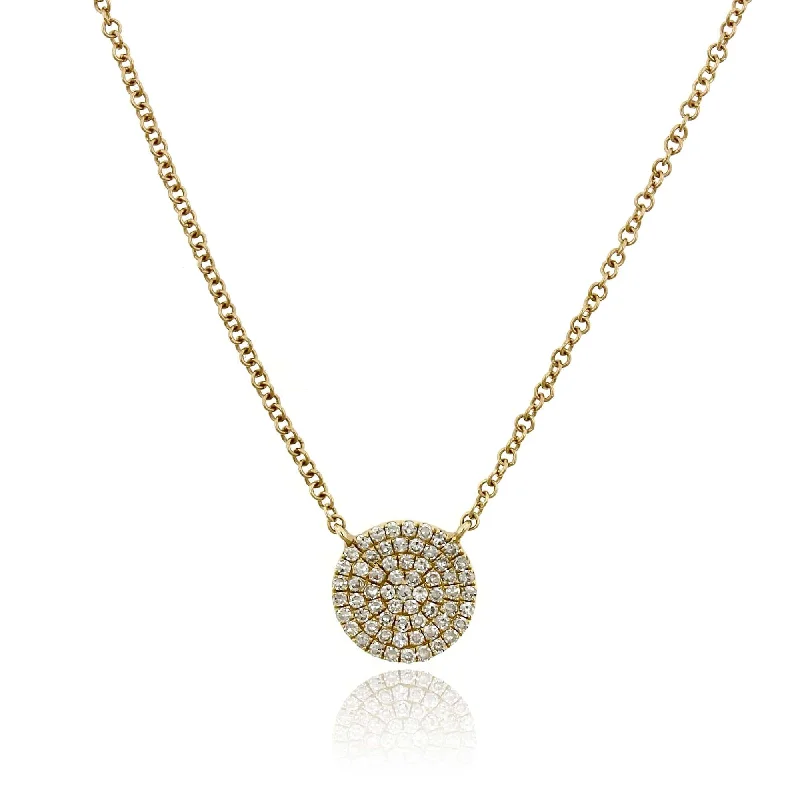 14K Yellow Gold Small Diamond Disc Pendant