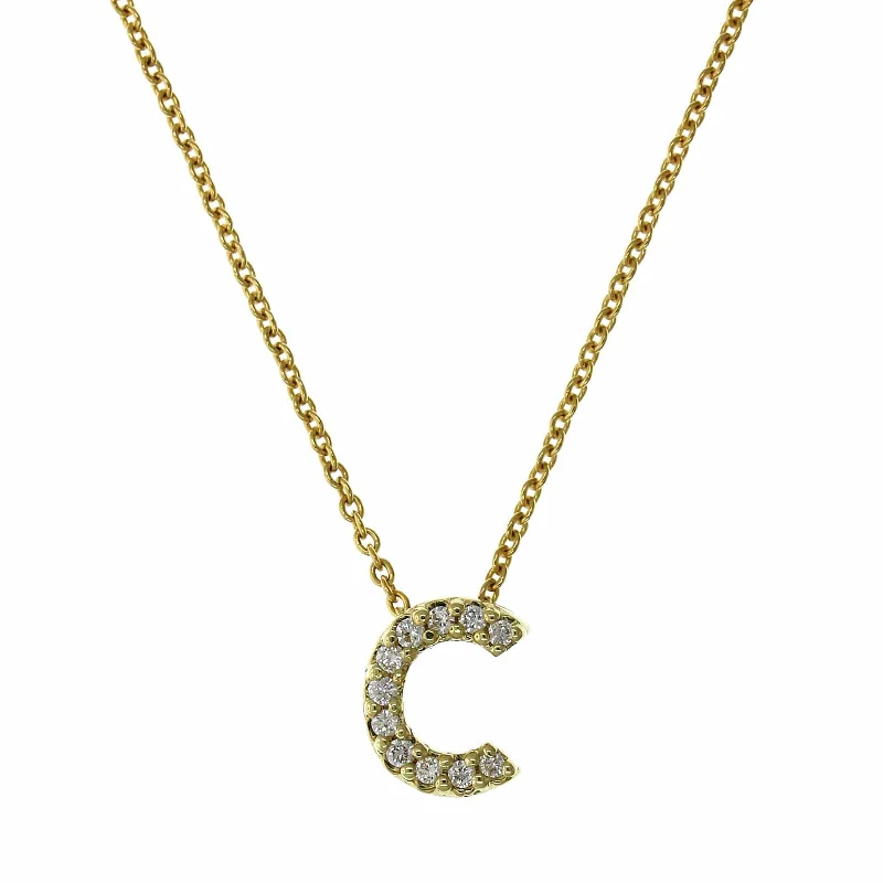 Roberto Coin 18K Yellow Gold "C" Initial Diamond Necklace