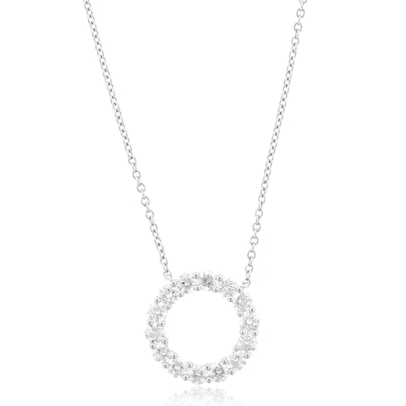 18K White Gold Diamond Circle Pendant