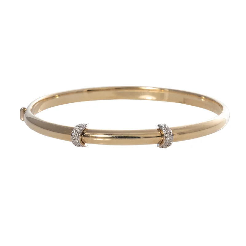 Diamond Pavé Double Station 14K Yellow Gold Bangle