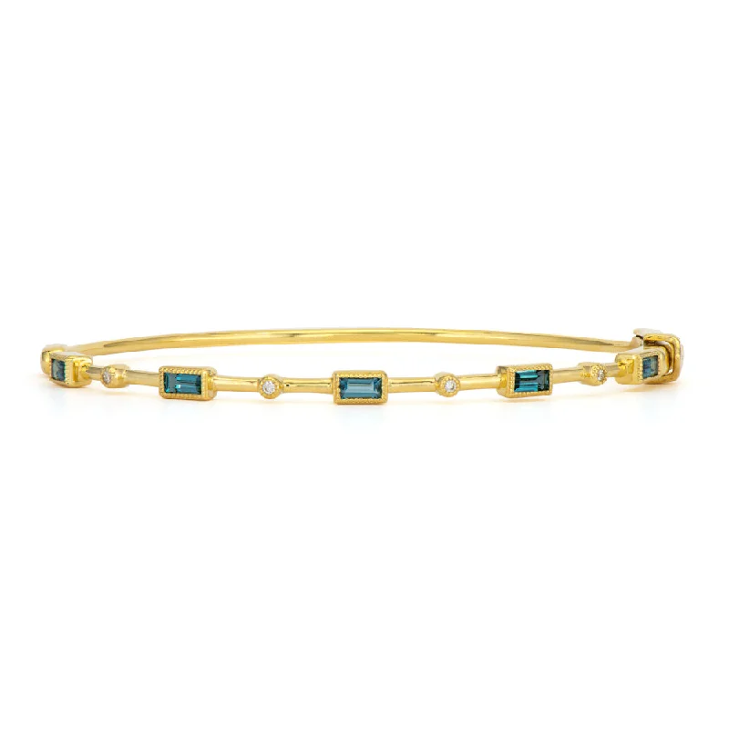 Jude Frances Blue Topaz Baguette & Diamond Bangle