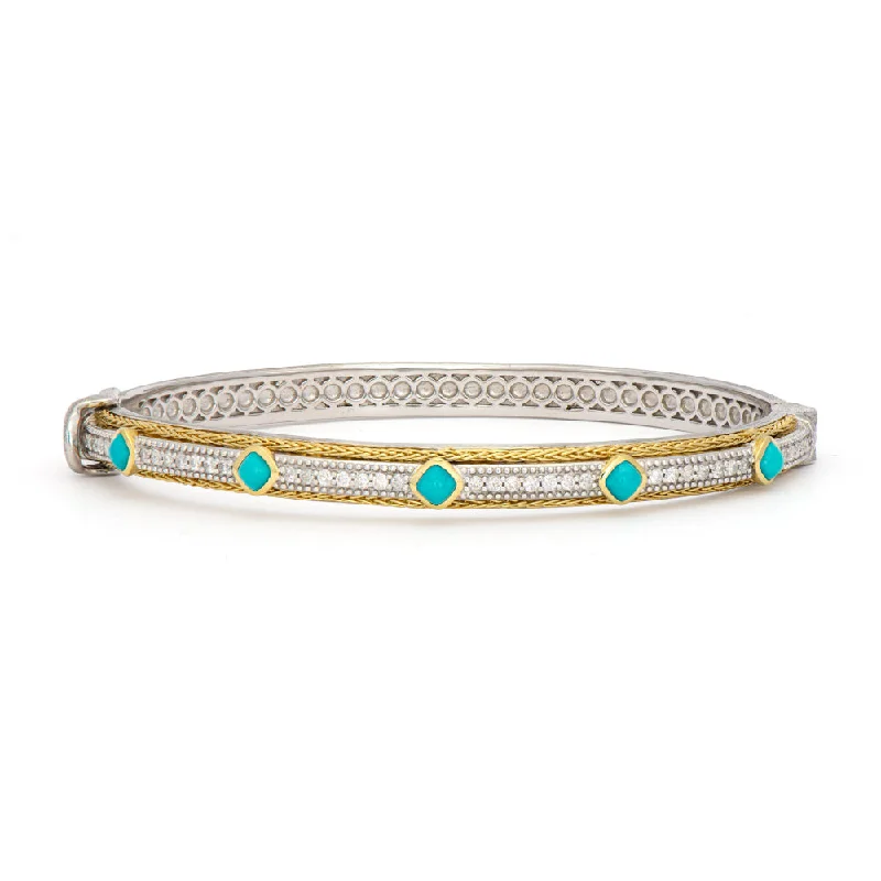 Jude Frances Mixed Metal Double Woven Rope Turquoise Bangle